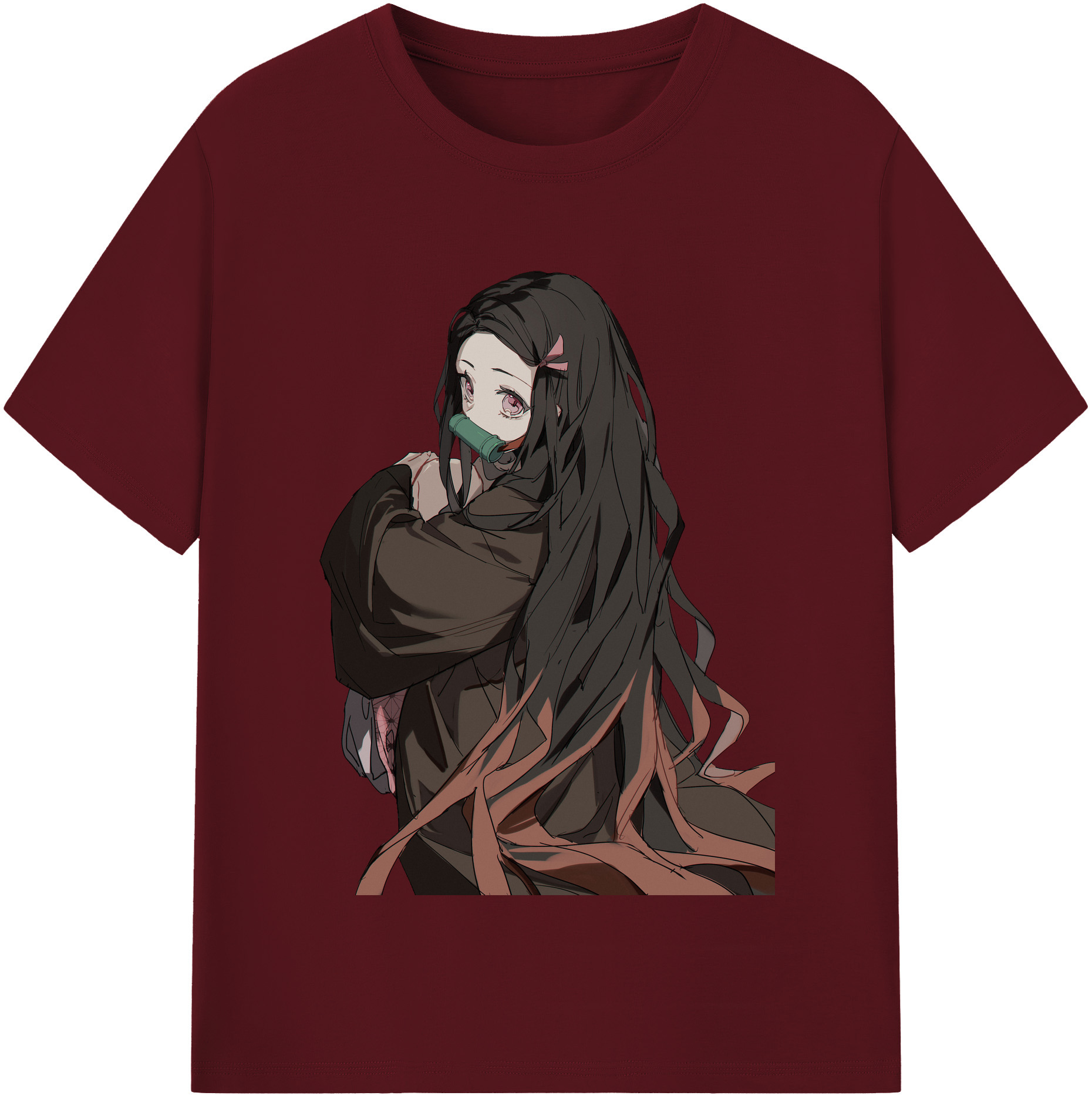 （画像用） 鬼滅の刃（きめつのやいば）竈門 禰󠄀豆子／かまど ねずこ Kamado Nezuko 綿100％半袖Tシャツ（フロントプリント）